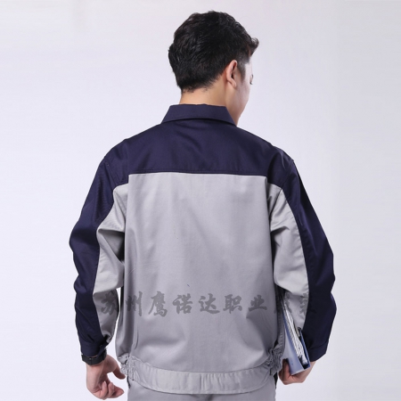 深藍(lán)配淺灰滌棉紗卡印刷廠(chǎng)工作服AC079-YS