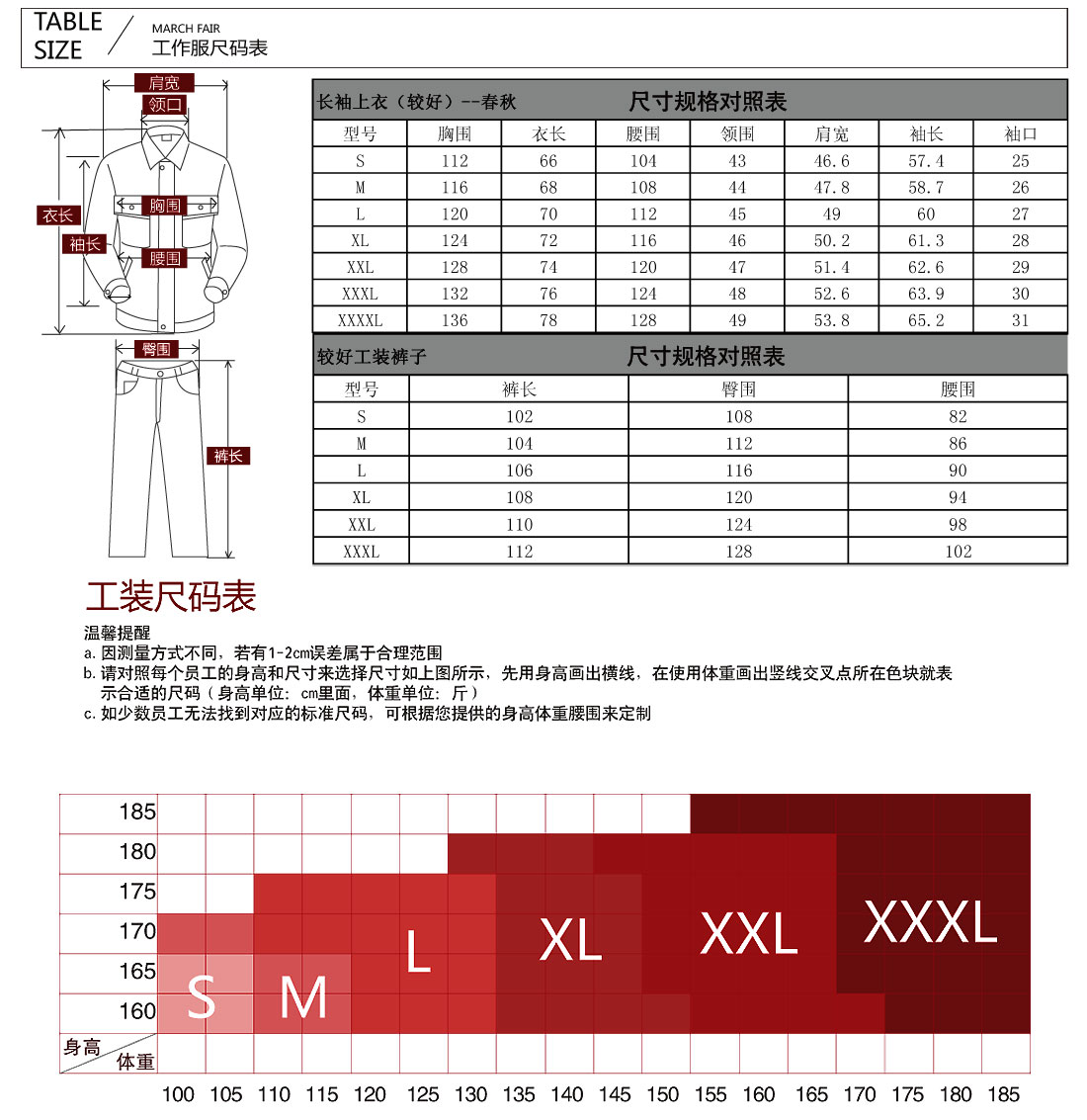 工作服褲子腰圍33碼換算成尺寸是多大